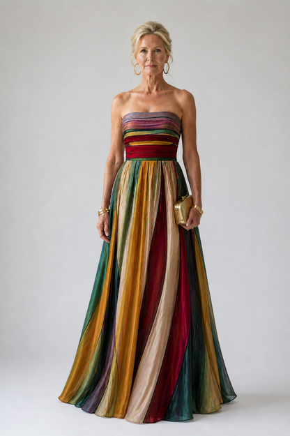 Women's Stella & Grace | Chic Strapless A-Line Maxi Dress for Effortless Elegance