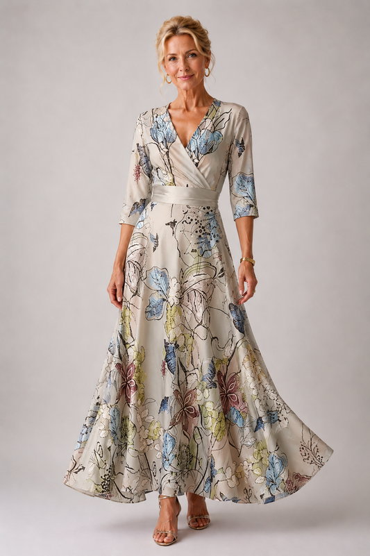 Ysa | Women's Floral Print Dress with V-Neckline