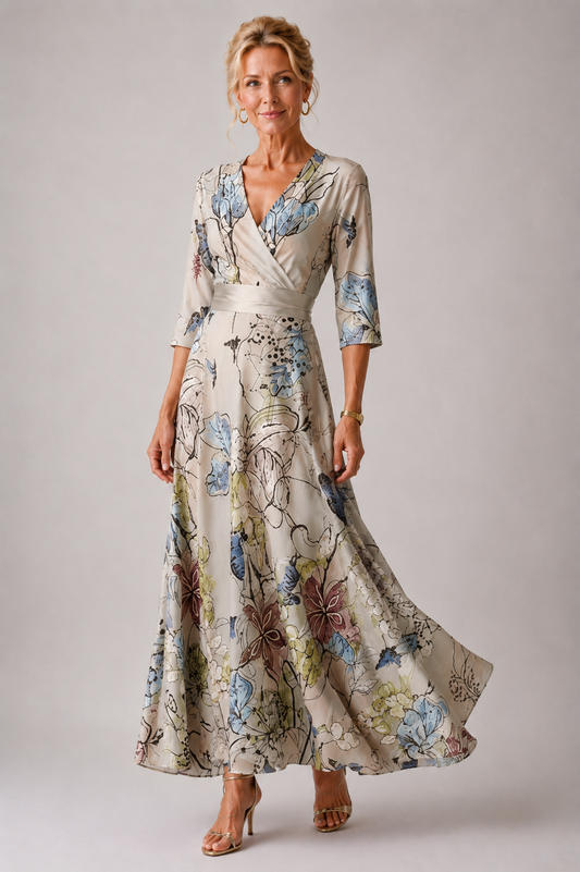 Ysa | Women's Floral Print Dress with V-Neckline
