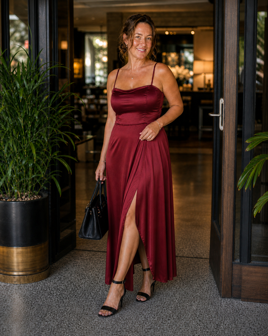Women's Sleeveless Maxi Wrap Dress with Front Slit