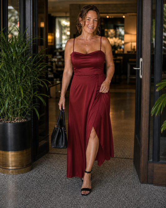 Women's Sleeveless Maxi Wrap Dress with Front Slit