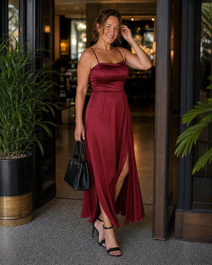 Women's Sleeveless Maxi Wrap Dress with Front Slit