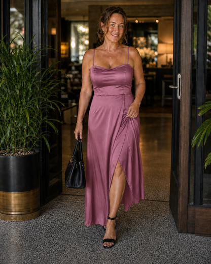 Women's Sleeveless Maxi Wrap Dress with Front Slit