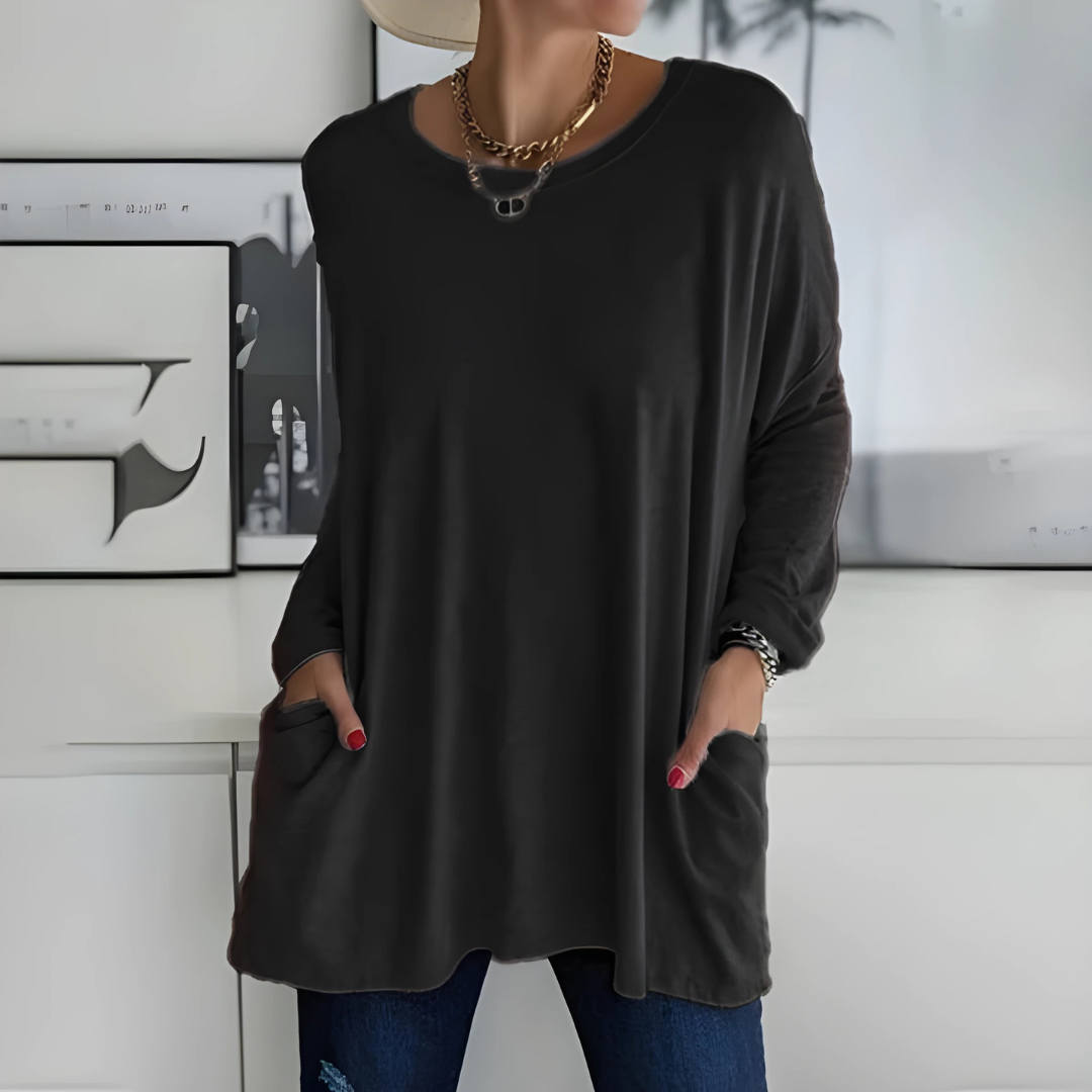 Aelira | Women's Longline Relaxed Long Sleeve Top