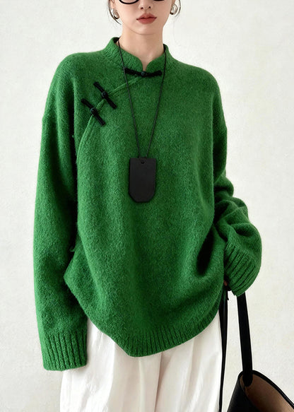 Mei | Women's Relaxed Mandarin Collar Winter Button Jumper