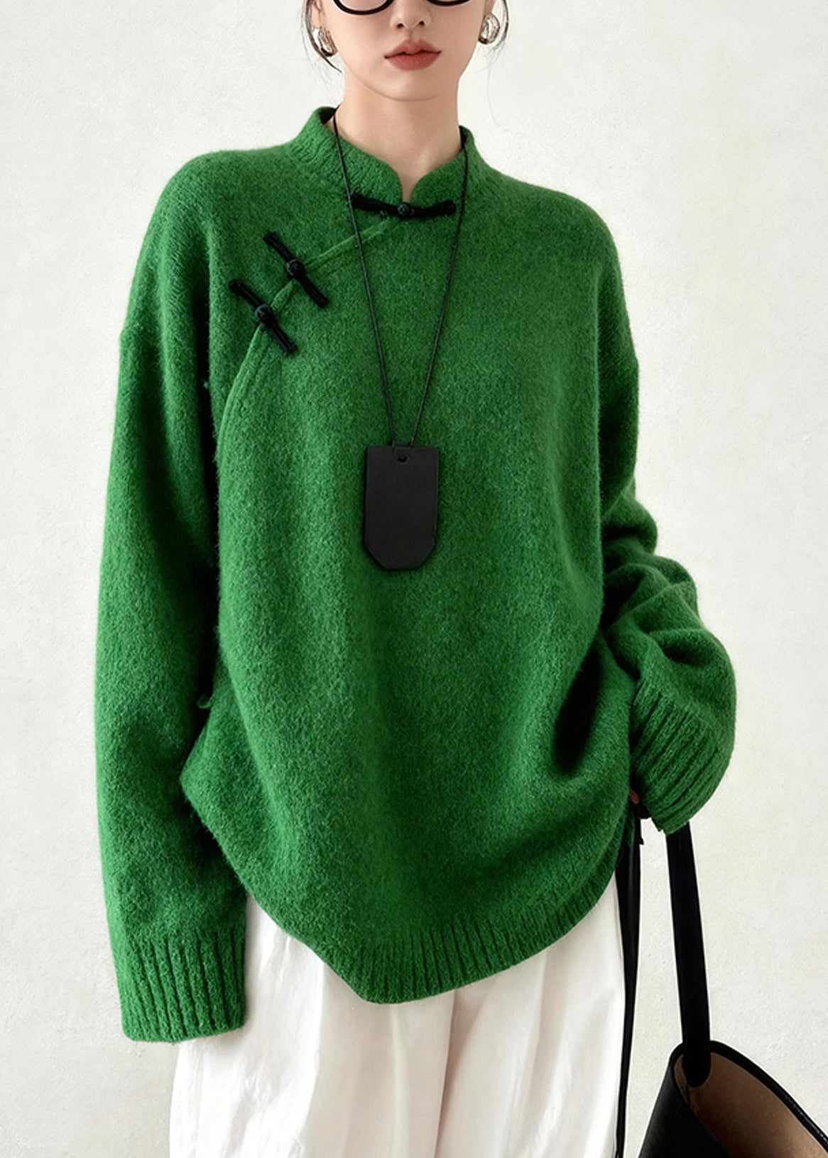 Mei | Women's Relaxed Mandarin Collar Winter Button Jumper
