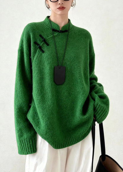 Mei | Women's Relaxed Mandarin Collar Winter Button Jumper