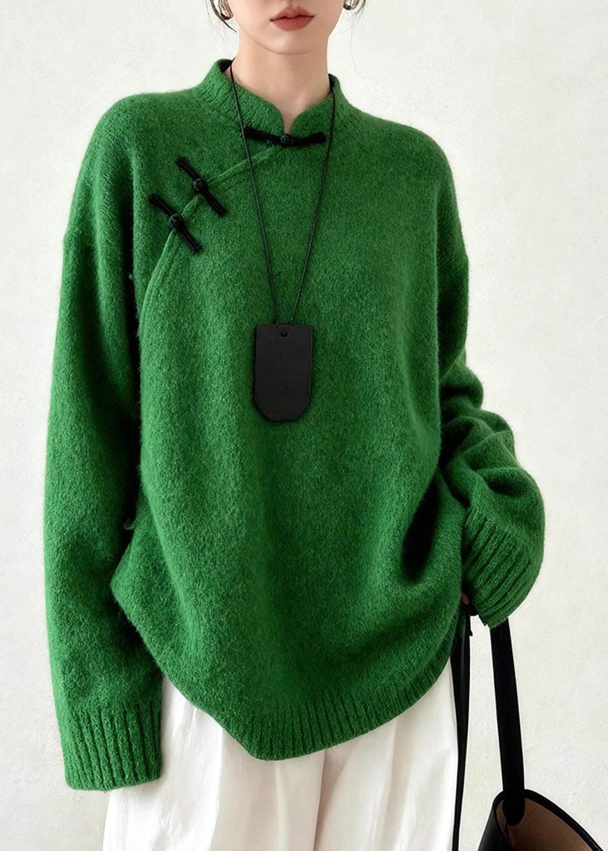 Mei | Women's Relaxed Mandarin Collar Winter Button Jumper