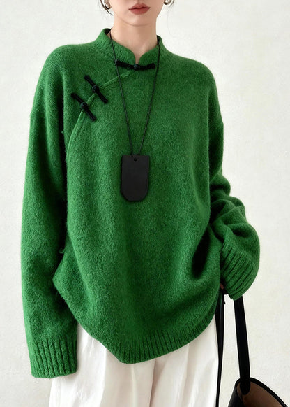 Mei | Women's Relaxed Mandarin Collar Winter Button Jumper
