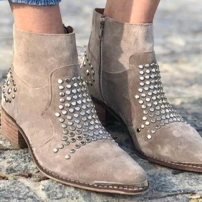 Women's Pointed-Toe Ankle Boots With Studs