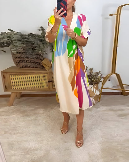 Rianna | Women's Abstract Print Dress with V-Neck