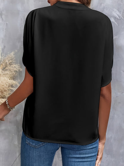 Mina | Women's Luxurious Elegant Blouse with V-Neck and Short Sleeve