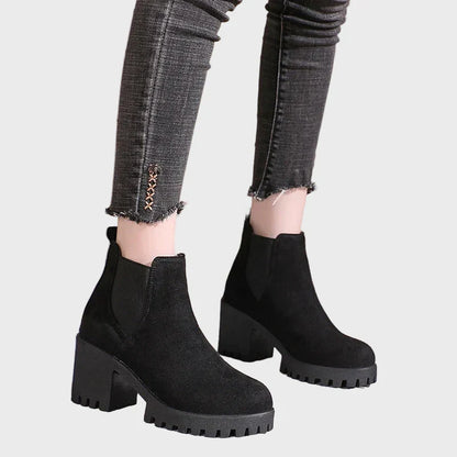 Marley | Women's Cushioned Slip-On Block Heel Short Boots