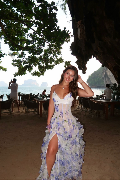 Gloria | Women's Floral Cut-Out Split Beach Maxi Dress