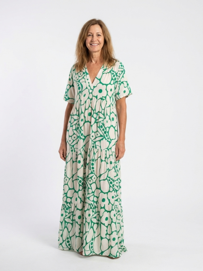 Zuleika | Women's Relaxed Short Sleeve V Neck Floral Midi Dress