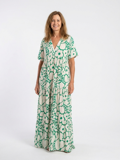 Zuleika | Women's Relaxed Short Sleeve V Neck Floral Midi Dress