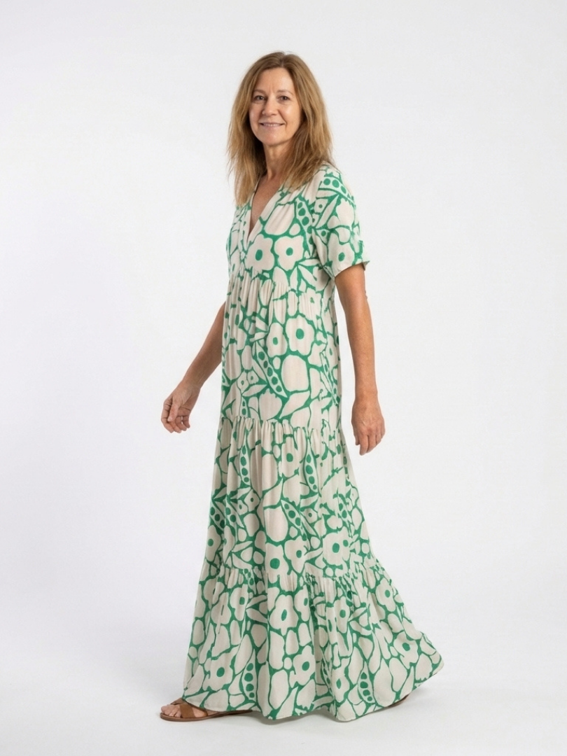 Zuleika | Women's Relaxed Short Sleeve V Neck Floral Midi Dress