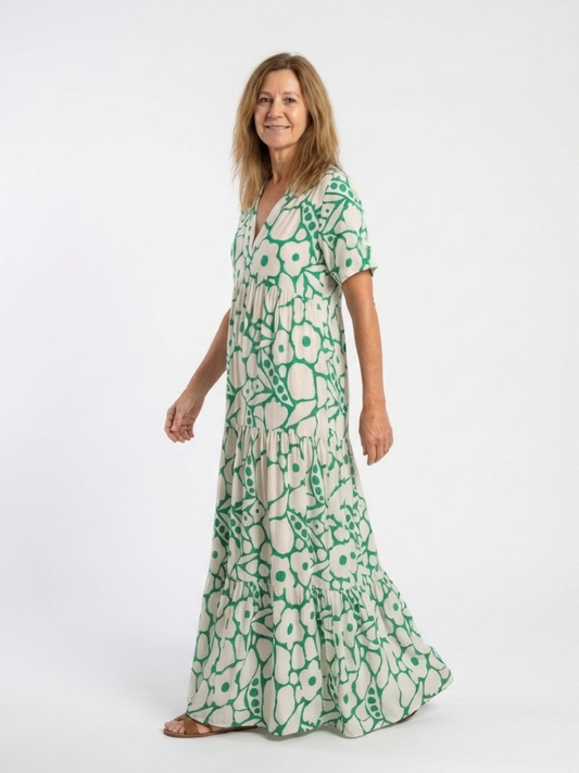 Zuleika | Women's Relaxed Short Sleeve V Neck Floral Midi Dress