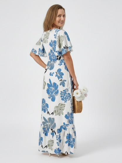 Elowen | Women's Round Neck Short Sleeve Tiered Maxi Dress