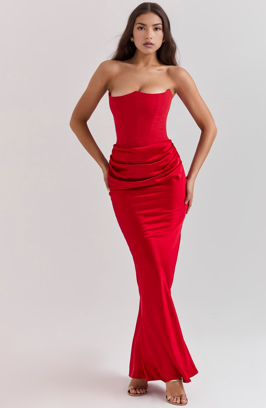 Hera | Women's Elegant Retro Solid Colour Strapless Party Maxi Dress