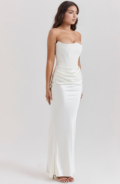 Hera | Women's Elegant Retro Solid Colour Strapless Party Maxi Dress