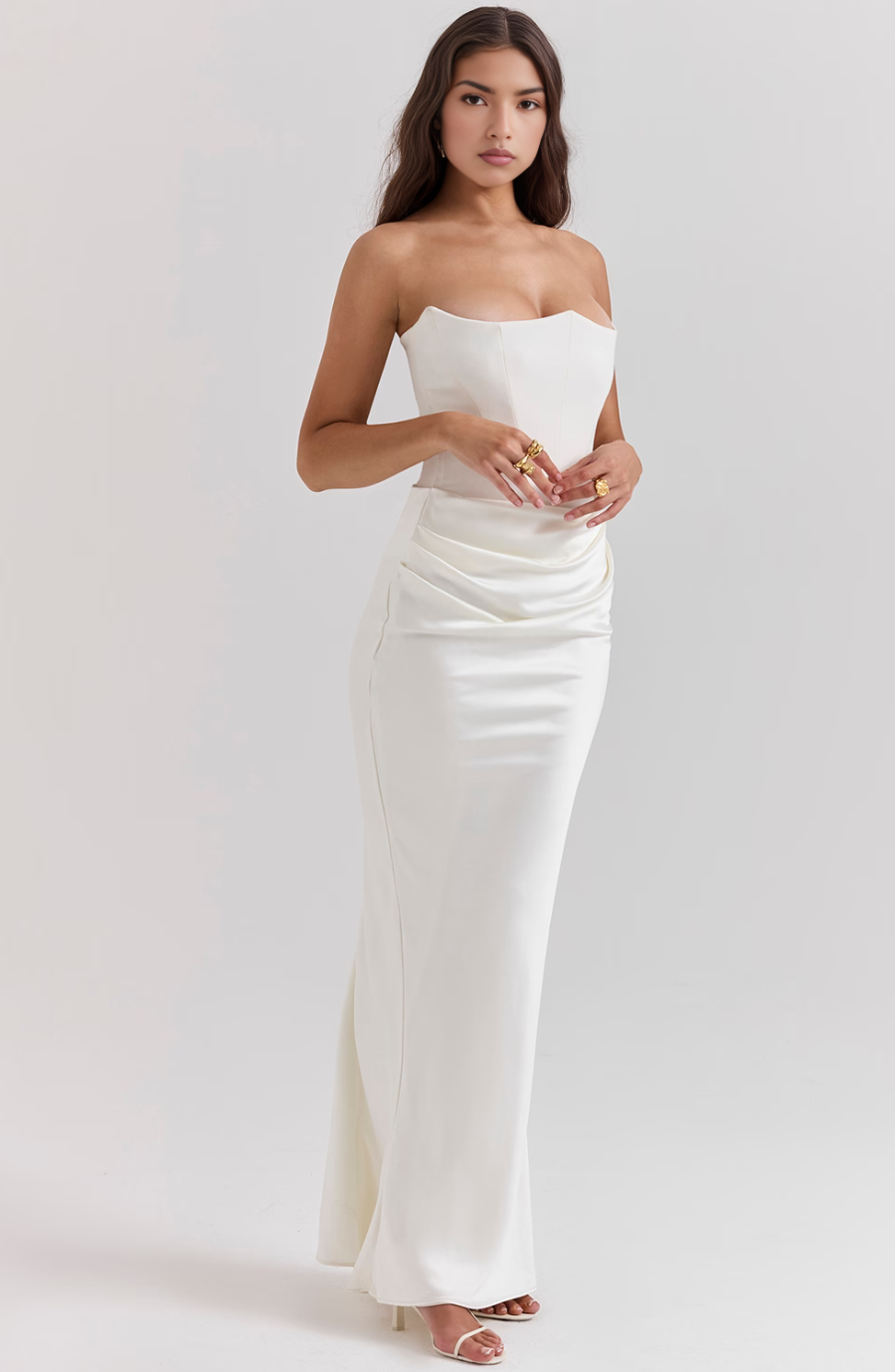 Hera | Women's Elegant Retro Solid Colour Strapless Party Maxi Dress