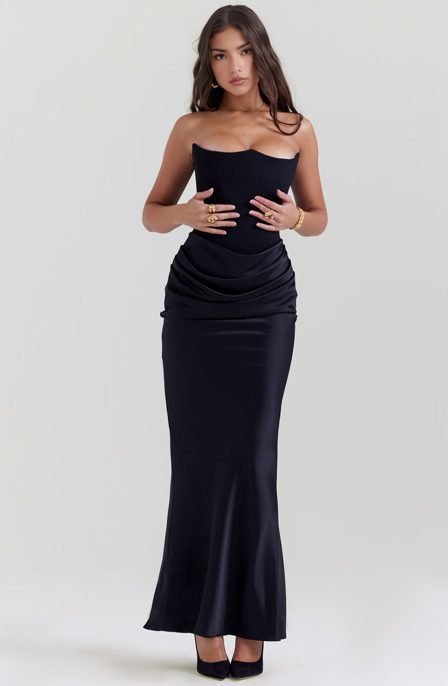 Hera | Women's Elegant Retro Solid Colour Strapless Party Maxi Dress