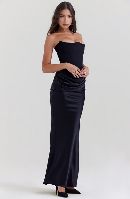 Hera | Women's Elegant Retro Solid Colour Strapless Party Maxi Dress