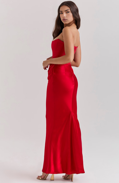 Hera | Women's Elegant Retro Solid Colour Strapless Party Maxi Dress