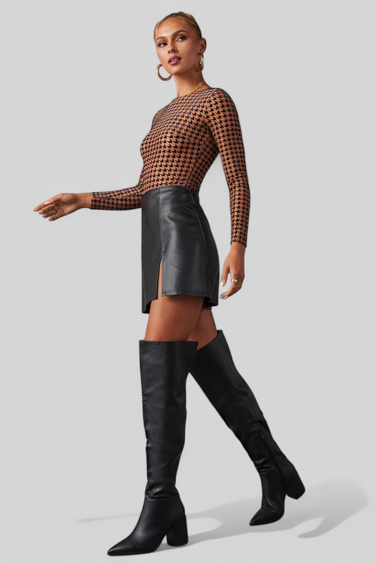 Women's Zip Bella Black Over-the-Knee Block Heel Boots
