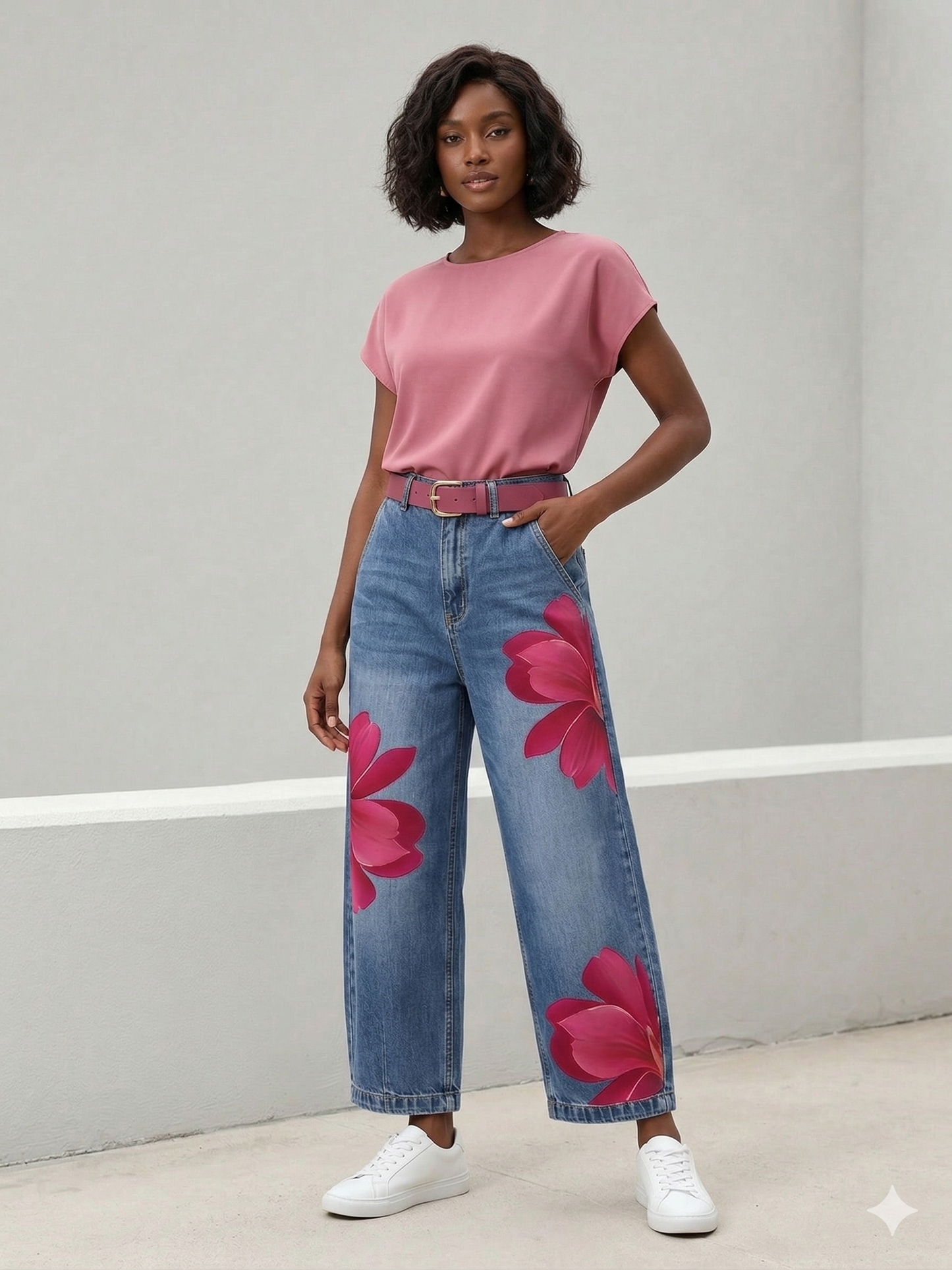 Sophia | Women's Elegant Flower Trousers with Pockets