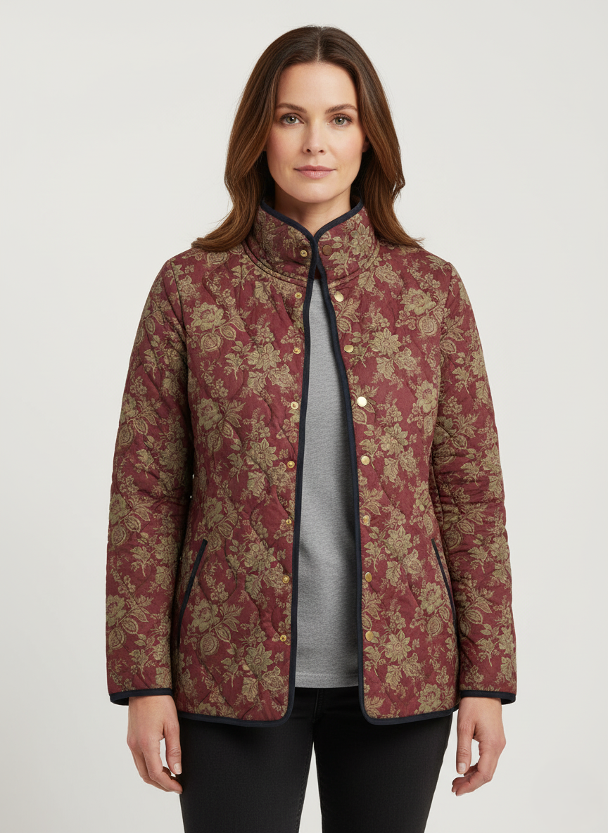 Women's Relaxed Vintage Baroque Floral Quilted Jacket