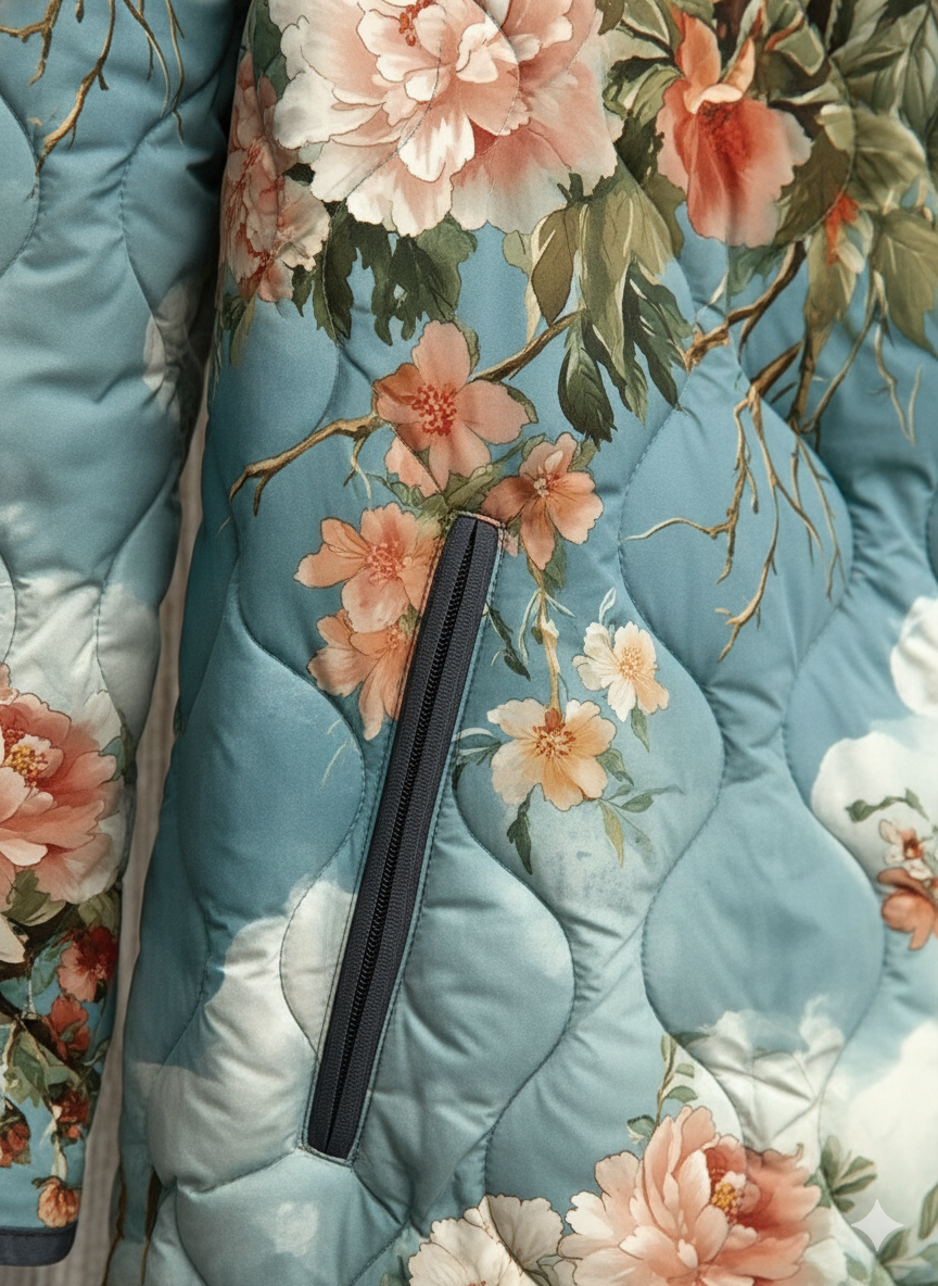 Women's Relaxed Vintage Floral Garden Quilted Jacket