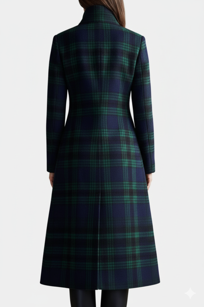 Milton | Women's Midi Coat with Two-Tone Check Design