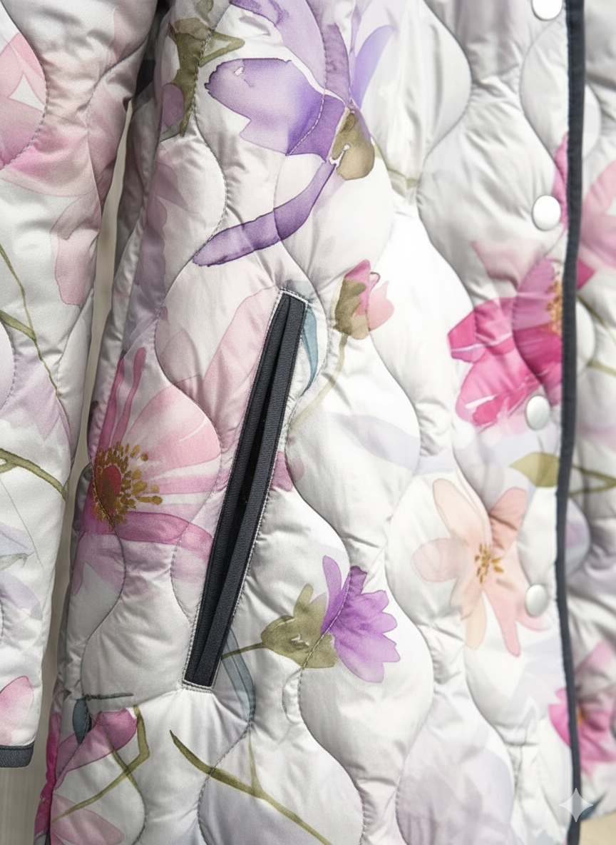 Women's Relaxed Pastel Floral Print Quilted Jacket
