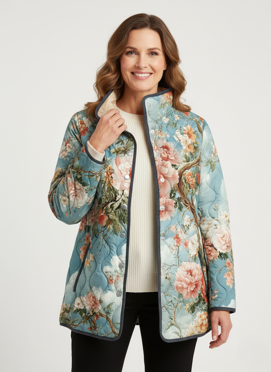 Women's Relaxed Vintage Floral Garden Quilted Jacket