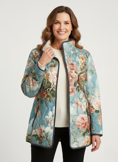 Women's Relaxed Vintage Floral Garden Quilted Jacket