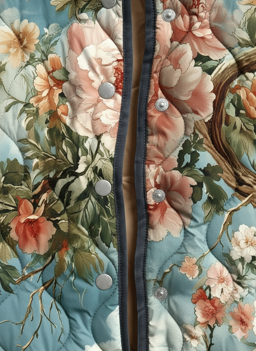 Women's Relaxed Vintage Floral Garden Quilted Jacket