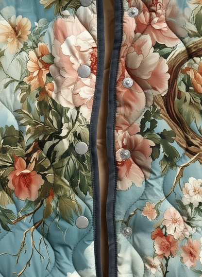 Women's Relaxed Vintage Floral Garden Quilted Jacket