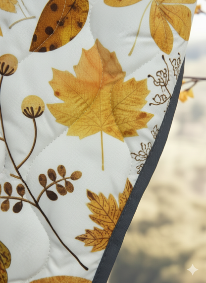Women's Relaxed Vintage Autumn Leaf Print Quilted Jacket