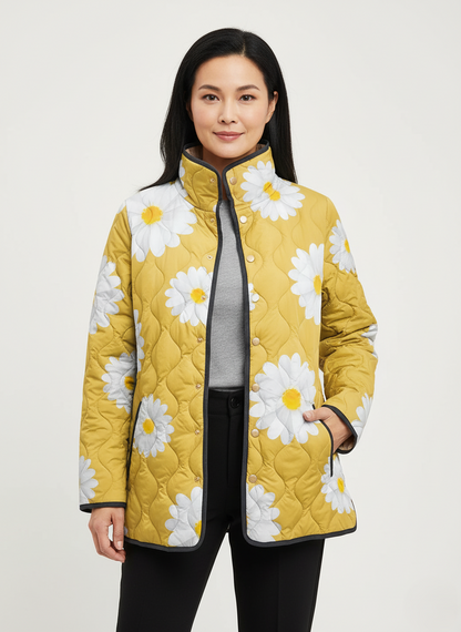 Women's Relaxed Sunny Daisy Garden Quilted Jacket