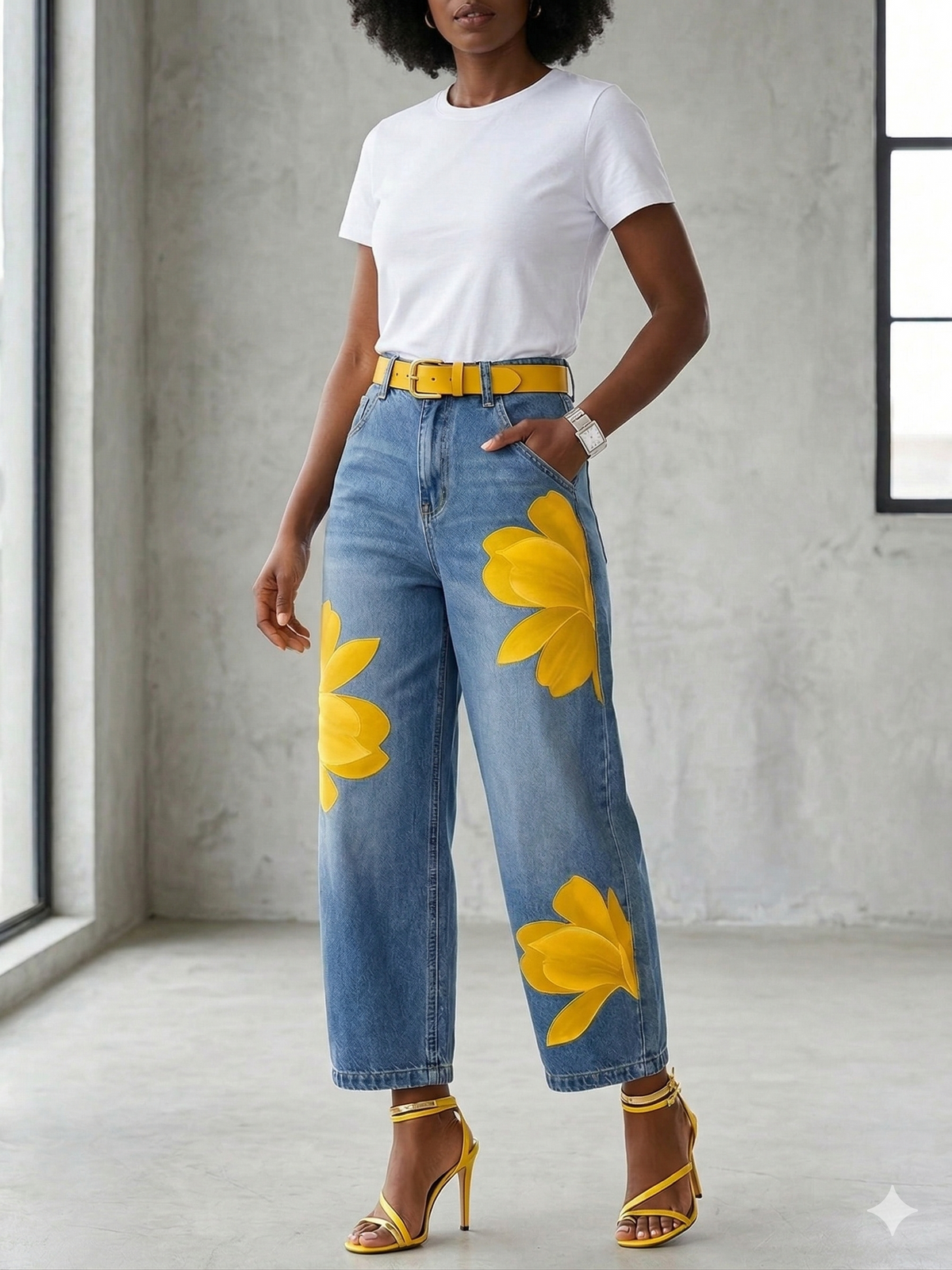 Sophia | Women's Elegant Flower Trousers with Pockets