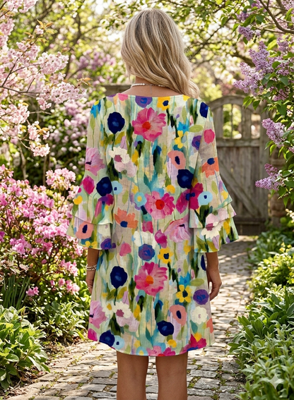 Mia | Women's Floral Chic Mini Dress with V-Neck