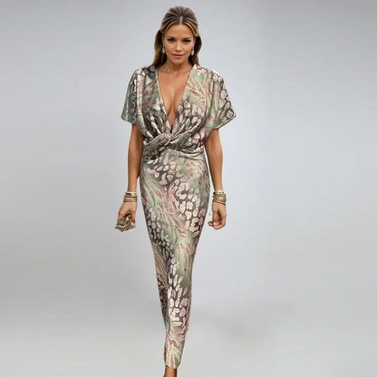 Kelsey | Women's Long dress with V-neckline and twisted detail