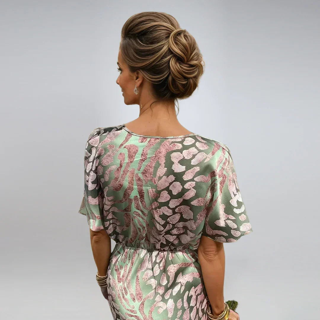 Kelsey | Women's Long dress with V-neckline and twisted detail