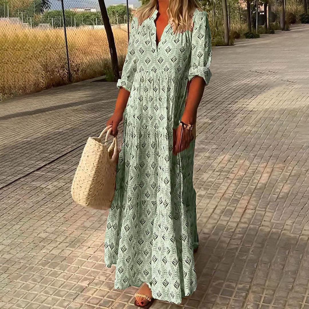 Clarissa | Women's Chic Boho Maxi Dress with V-Neck