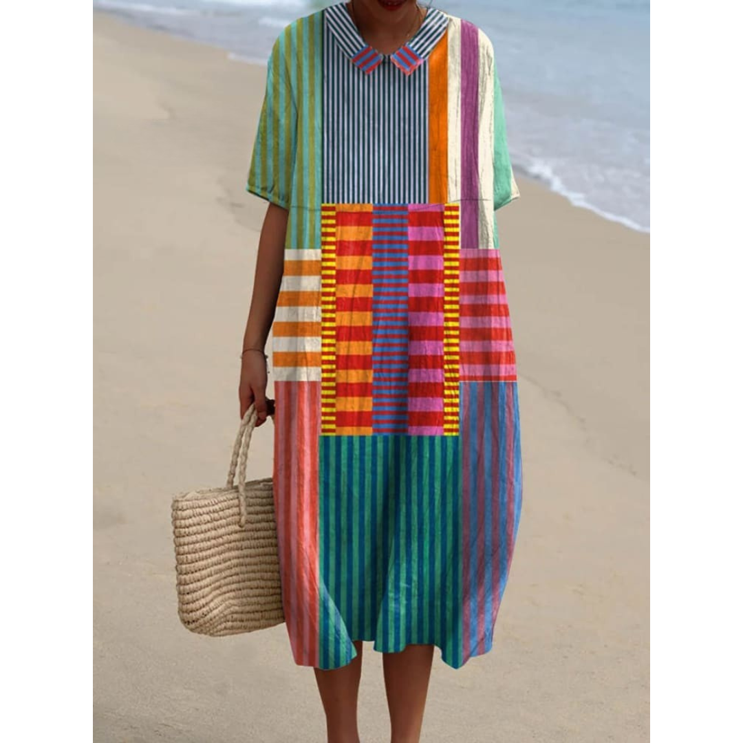 Katrin | Women's Vintage Geometric Dress with Pockets