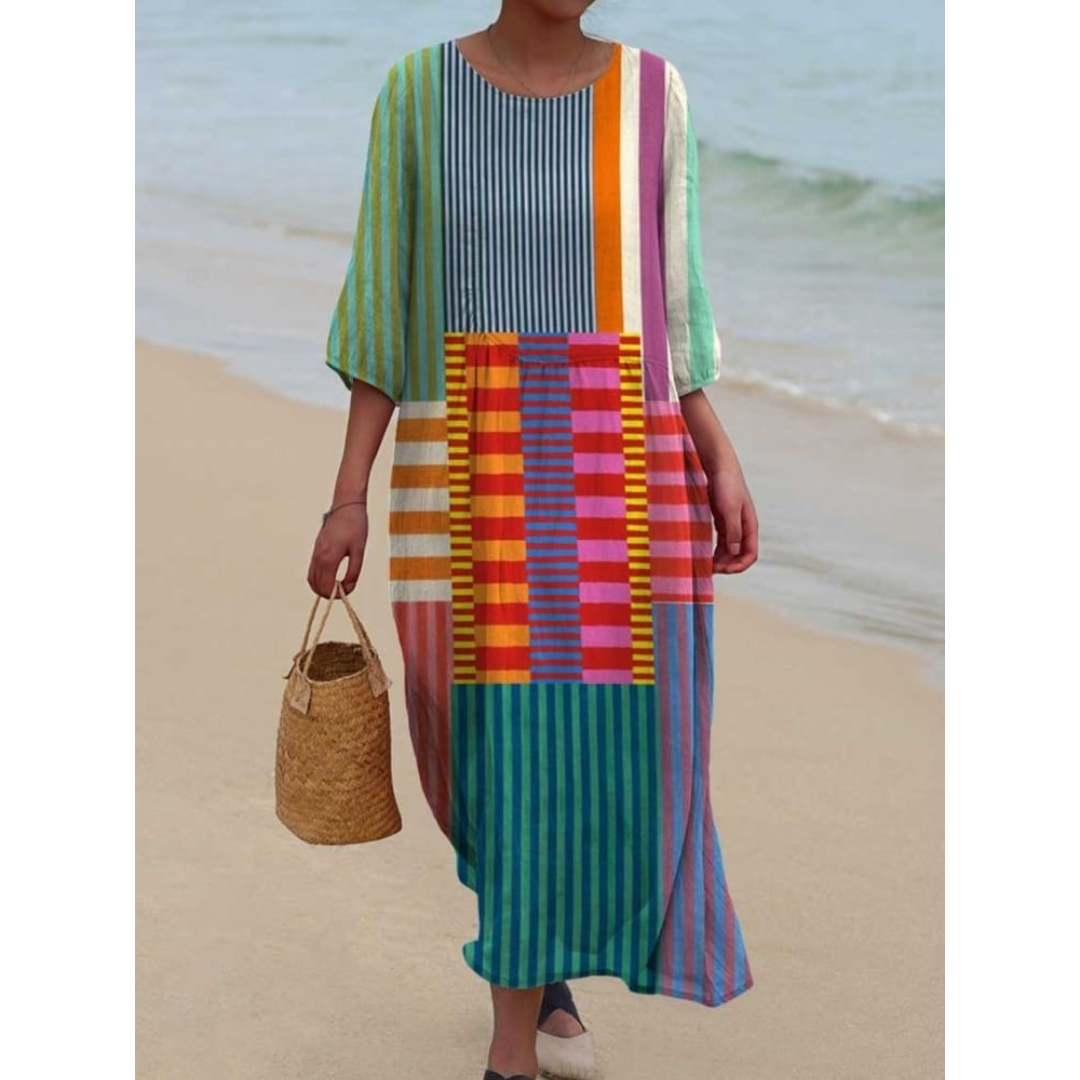 Katrin | Women's Vintage Geometric Dress with Pockets
