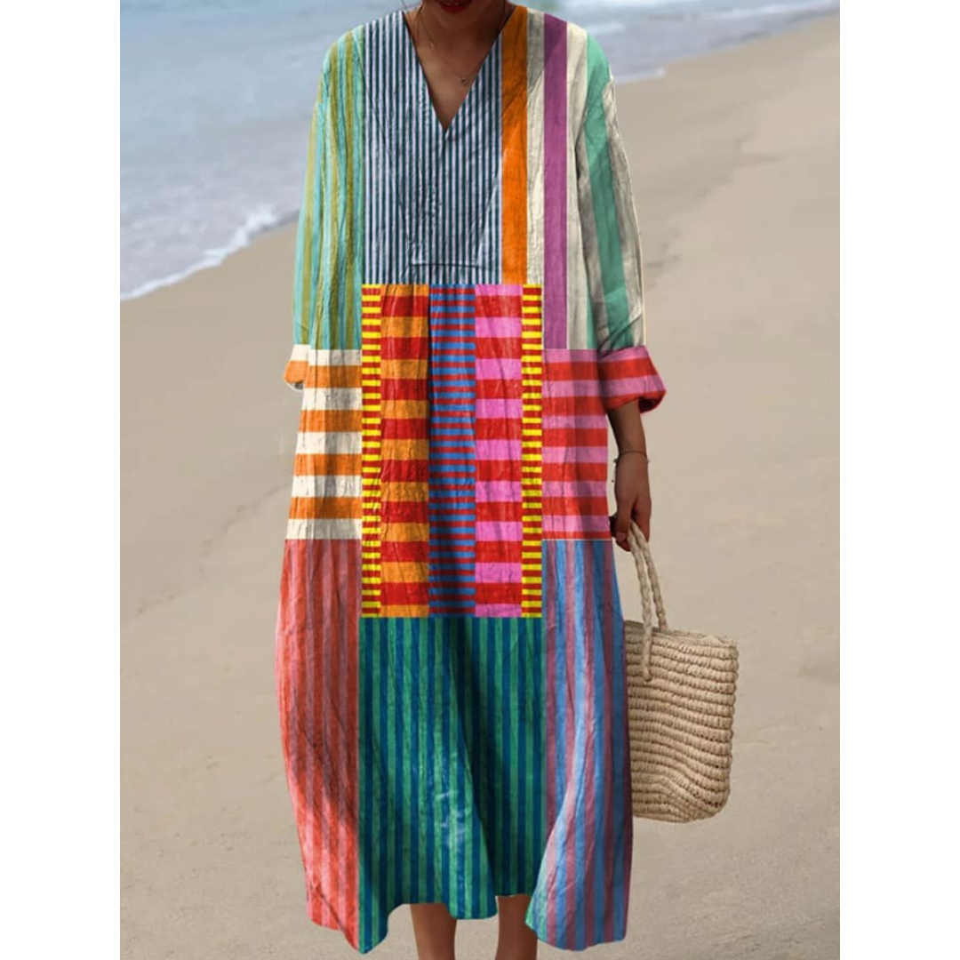Katrin | Women's Vintage Geometric Dress with Pockets
