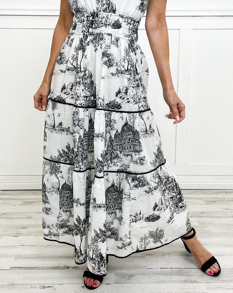 Eliza | Women's Classic Toile Maxi with Smocking